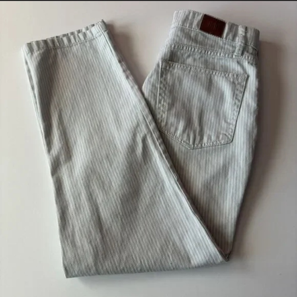 BDG Light Gray Striped Women’s Slim Straight Jeans